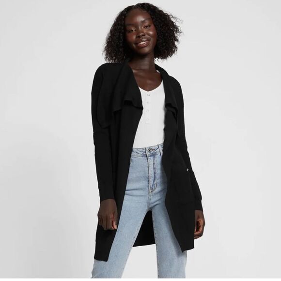 Guess women’s Maidan longline cardigan in black - Picture 1 of 7
